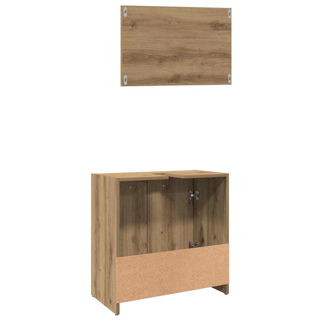 Mobile da Bagno con Specchio Rovere Artigianale Truciolato