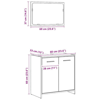 Mobile da Bagno con Specchio Rovere Artigianale Truciolato