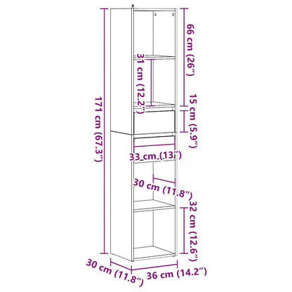 Libreria Legno Antico 36x30x171 cm in Legno Multistrato | homemem39