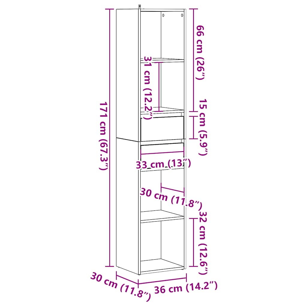 Libreria Rovere Artigianale 36x30x171 cm Legno Multistrato | homemem39