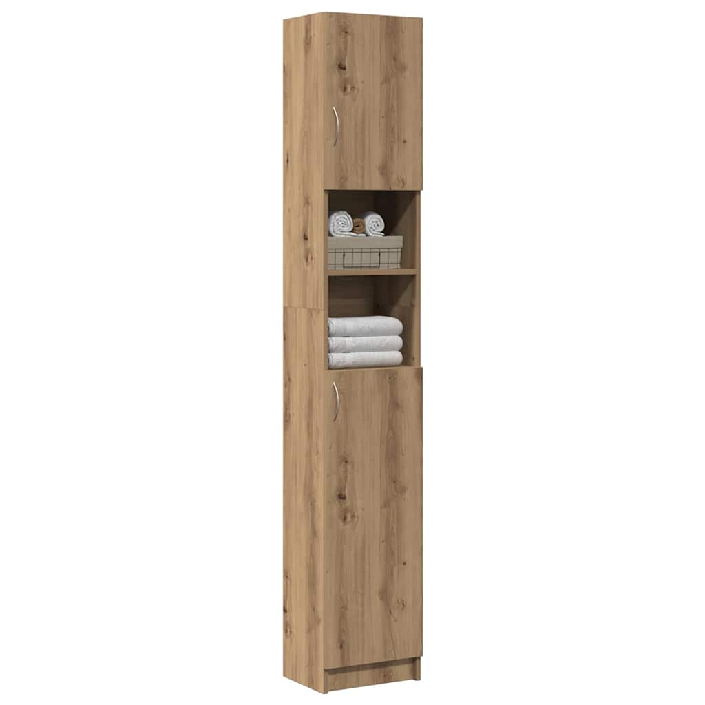 Mobiletto da bagno artigianale in rovere 32x25,5x190 cm