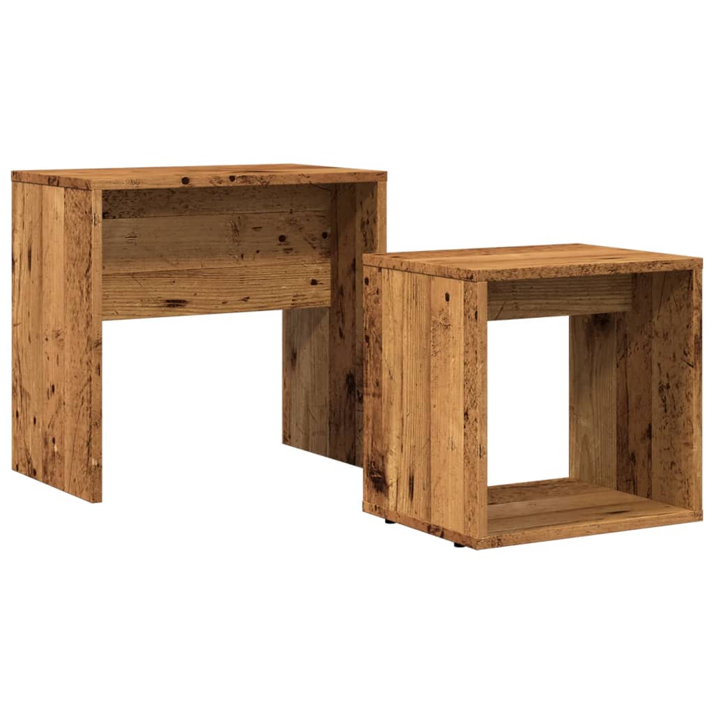 Tavolini Impilabili 2 pz Legno Antico in Truciolato | homemem39