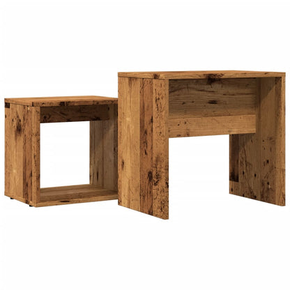 Tavolini Impilabili 2 pz Legno Antico in Truciolato | homemem39