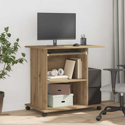 Scrivania Computer Rovere Artigianale Legno Multistrato - homemem39