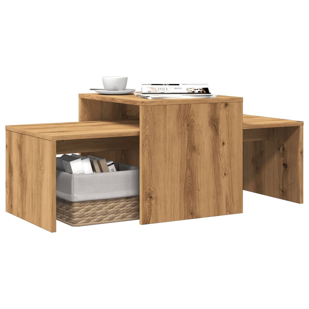 Tavolino Salotto Rovere Artigianale 100x48x40 cm in Truciolato | homemem39