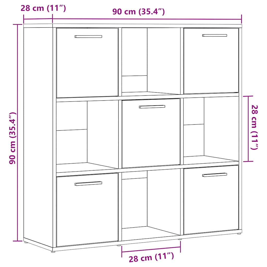 Libreria Legno Antico 90x28x90 cm in Legno Multistrato