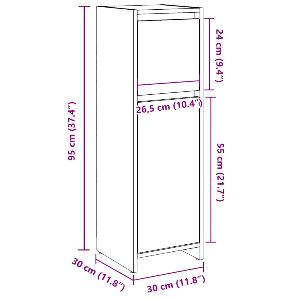 Mobile da Bagno Legno Antico 30x30x95 cm in Legno Multistrato | homemem39
