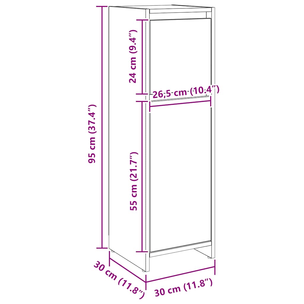 Armadietto Bagno Artigianale 30x30x95 cm in Legno Multistrato | homemem39
