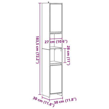 Mobile da Bagno Grigio Cemento 30x30x183,5 cm Legno Multistrato | homemem39