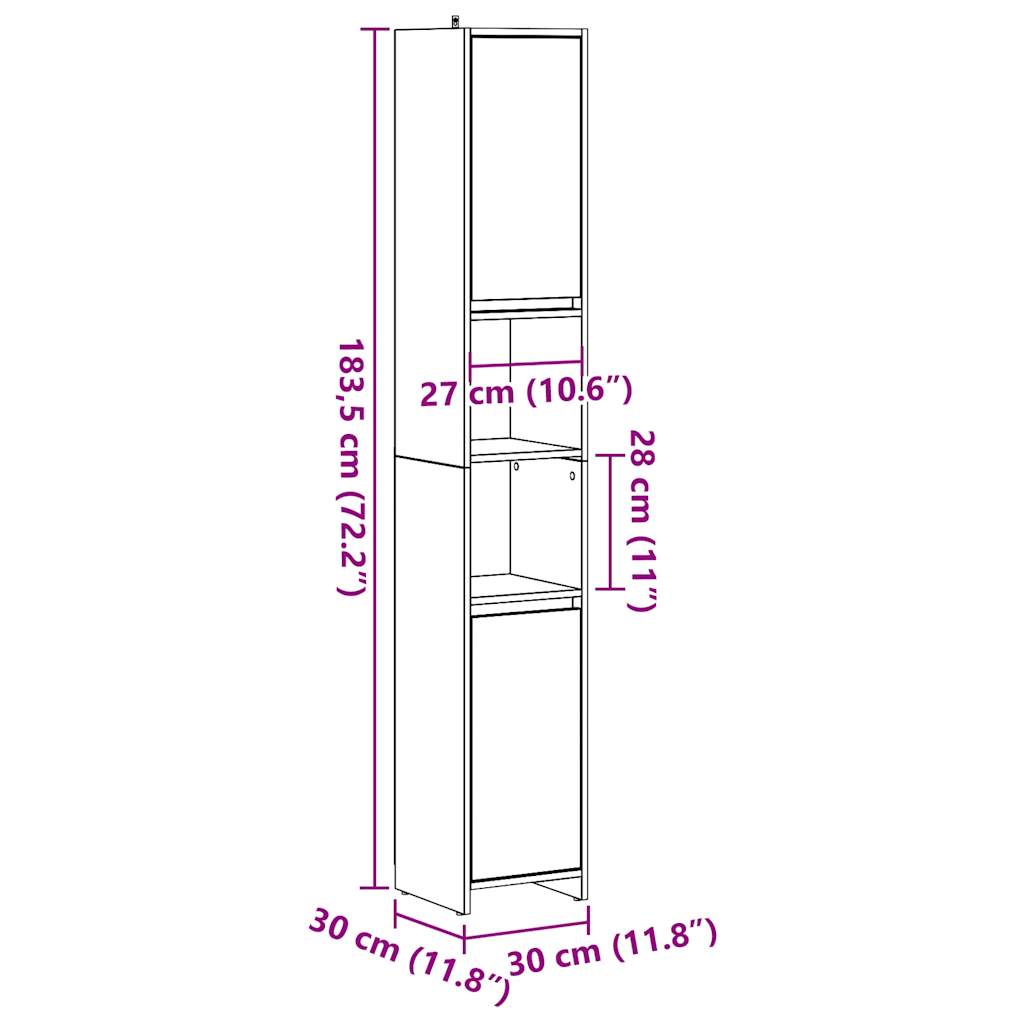 Mobile da Bagno Legno Antico 30x30x183,5 cm in Truciolato | homemem39