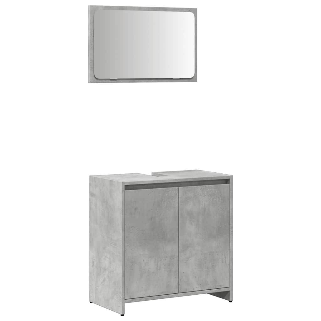 Set Mobili da Bagno 2 pz Grigio Cemento in Legno Multistrato | homemem39