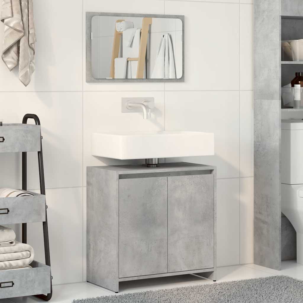 Set Mobili da Bagno 2 pz Grigio Cemento in Legno Multistrato | homemem39