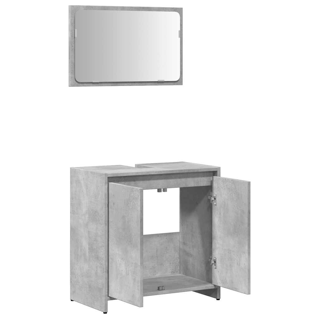 Set Mobili da Bagno 2 pz Grigio Cemento in Legno Multistrato | homemem39