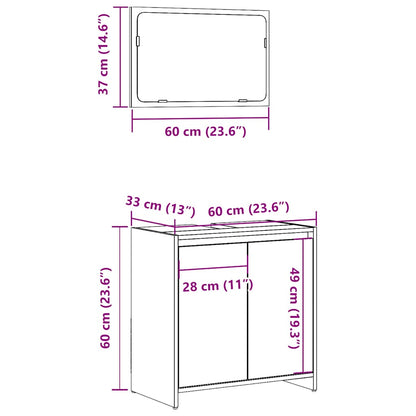 Set Mobili da Bagno 2 pz Grigio Cemento in Legno Multistrato | homemem39