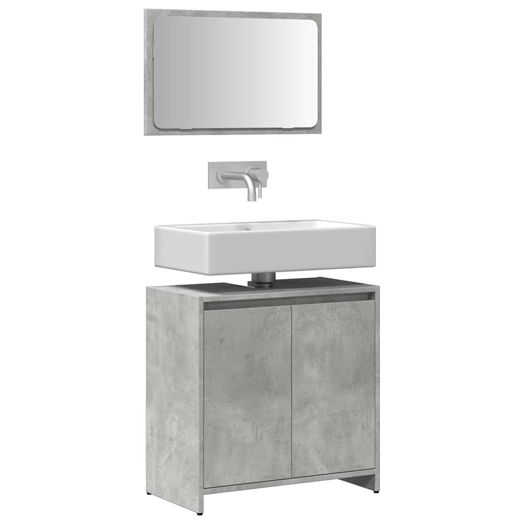 Set Mobili da Bagno 2 pz Grigio Cemento in Legno Multistrato