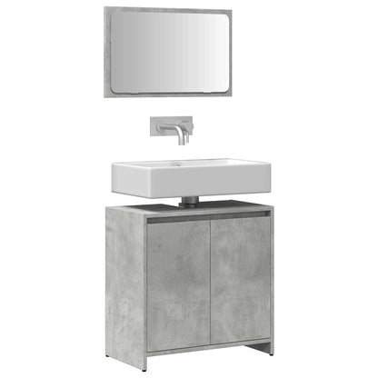 Set Mobili da Bagno 2 pz Grigio Cemento in Legno Multistrato
