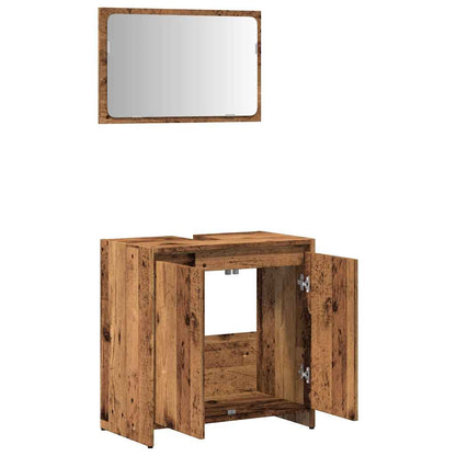 Set Mobili da Bagno 2 pz Legno Antico in Legno Multistrato | homemem39