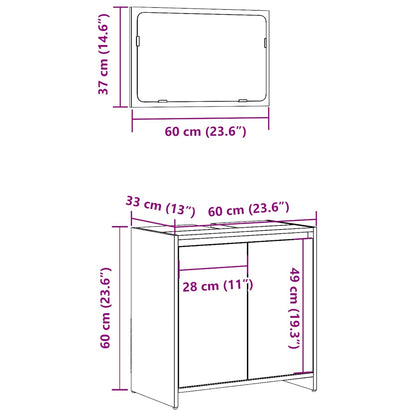 Set Mobili da Bagno 2 pz Legno Antico in Legno Multistrato | homemem39