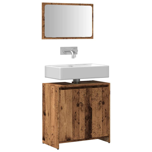 Set Mobili da Bagno 2 pz Legno Antico in Legno Multistrato | homemem39
