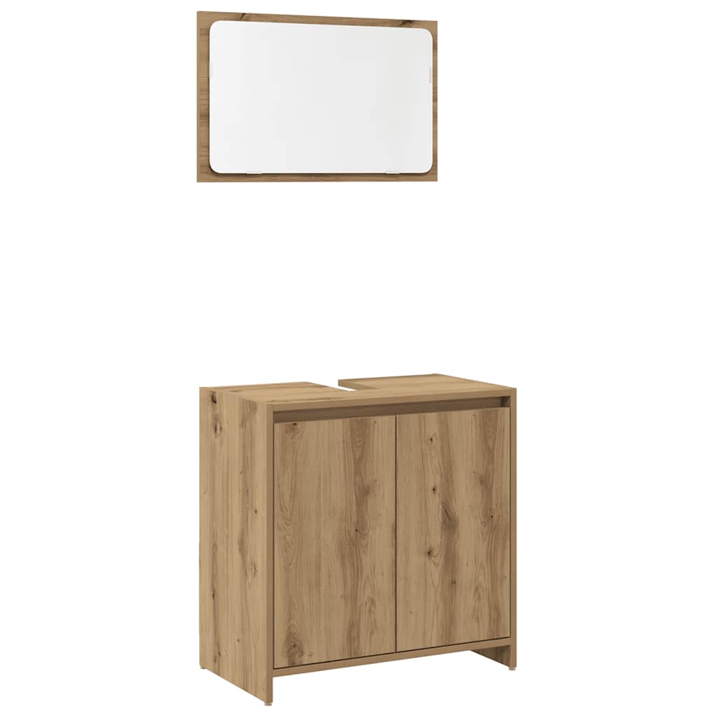 Set Mobili da Bagno 2 pz Rovere Artigianale Legno Multistrato | homemem39