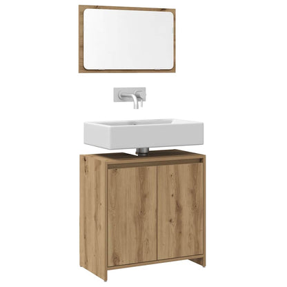 Set Mobili da Bagno 2 pz Rovere Artigianale Legno Multistrato