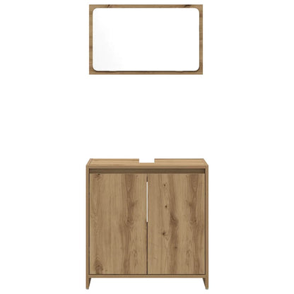 Set Mobili da Bagno 2 pz Rovere Artigianale Legno Multistrato | homemem39