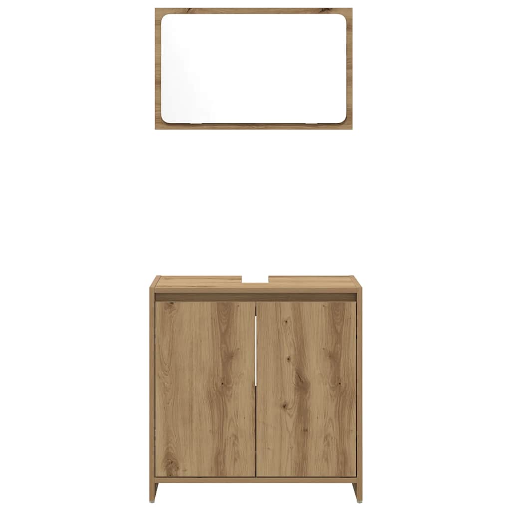 Set Mobili da Bagno 2 pz Rovere Artigianale Legno Multistrato