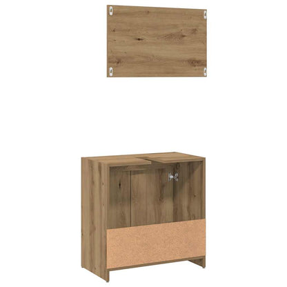 Set Mobili da Bagno 2 pz Rovere Artigianale Legno Multistrato | homemem39