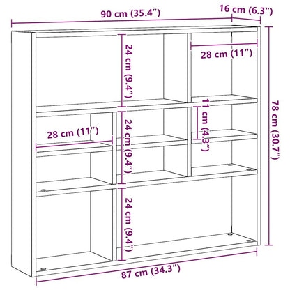 Scaffale a Parete Rovere Artigianale 90x16x78 cm Truciolato