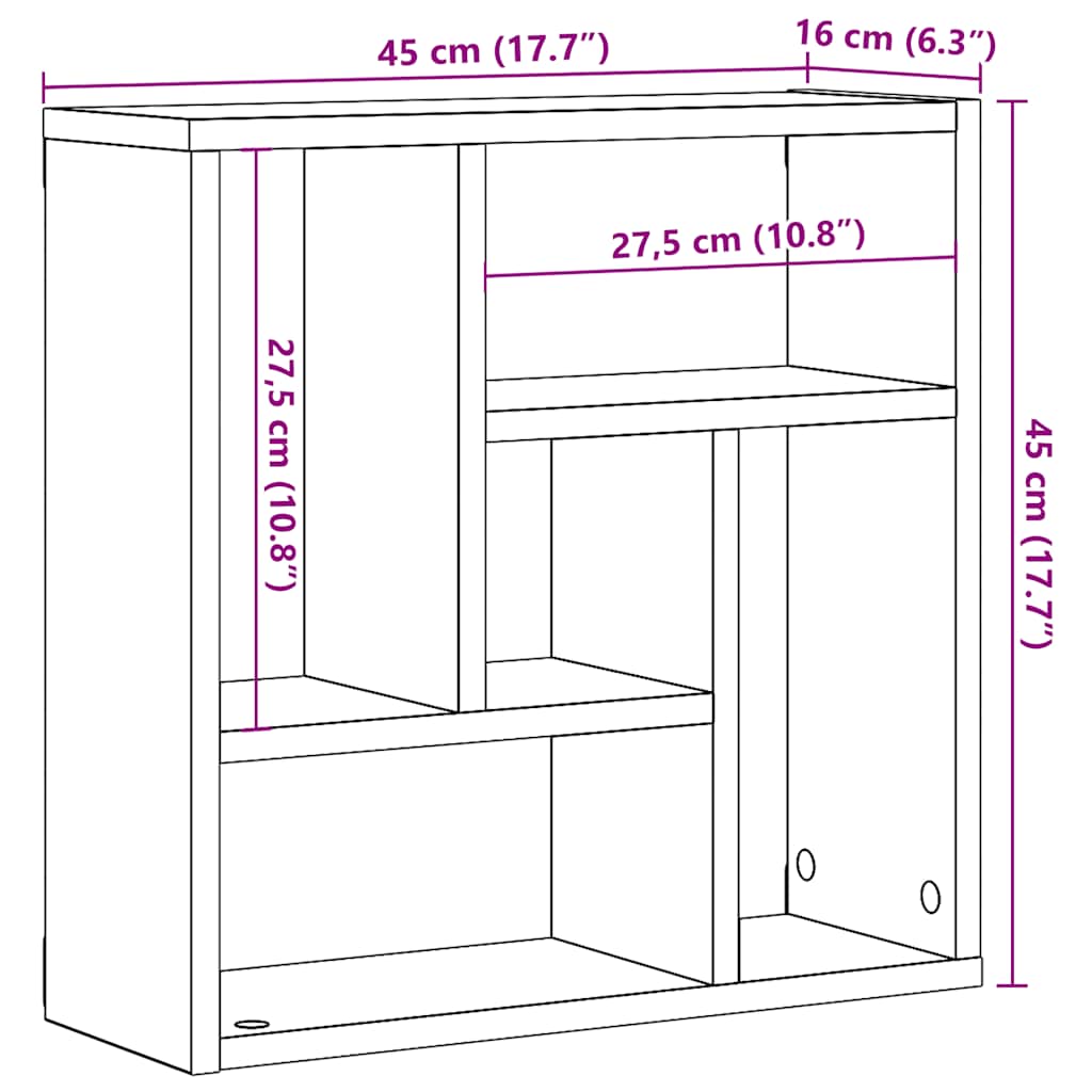 Scaffale a Parete Legno Vecchio 45x16x45 cm in Truciolato | homemem39