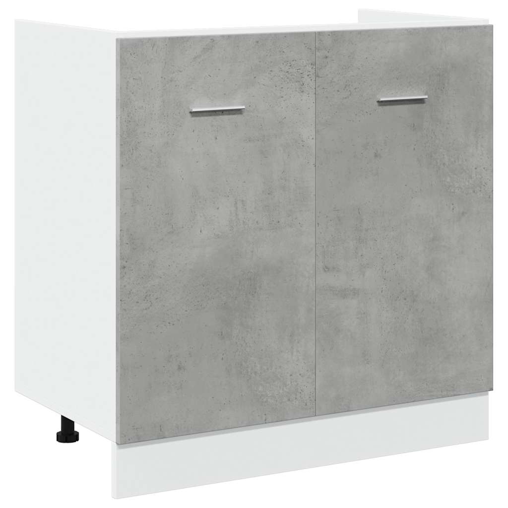Armadio per Lavabo “Lyon” Grigio Cemento 80x46x81,5 cm in