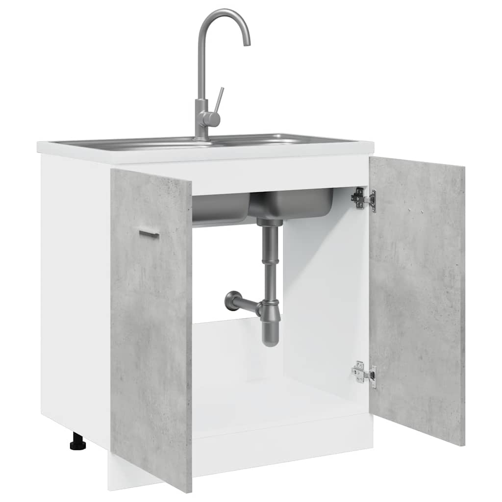 Armadio per Lavabo “Lyon” Grigio Cemento 80x46x81,5 cm in