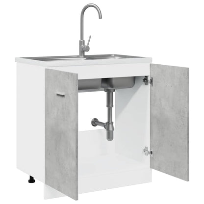 Armadio per Lavabo “Lyon” Grigio Cemento 80x46x81,5 cm in