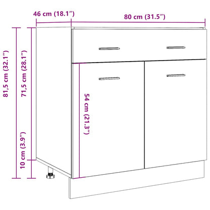 Armadio Inferiore Cassetto “Lyon” Grigio Cemento 80x46x81,5 | homemem39