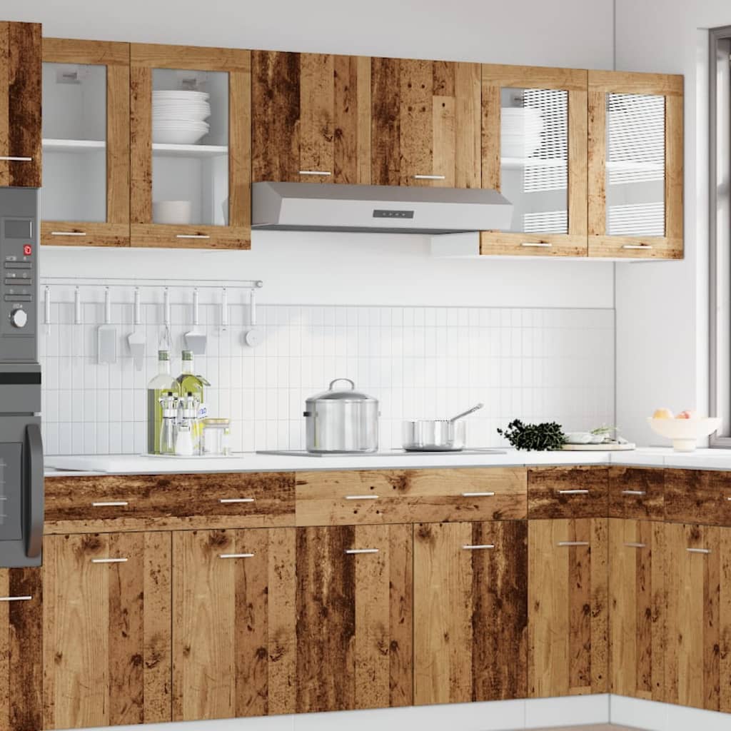 Mobile Pensile “Lyon” Vetro Legno Antico 40x31x60 cm | homemem39