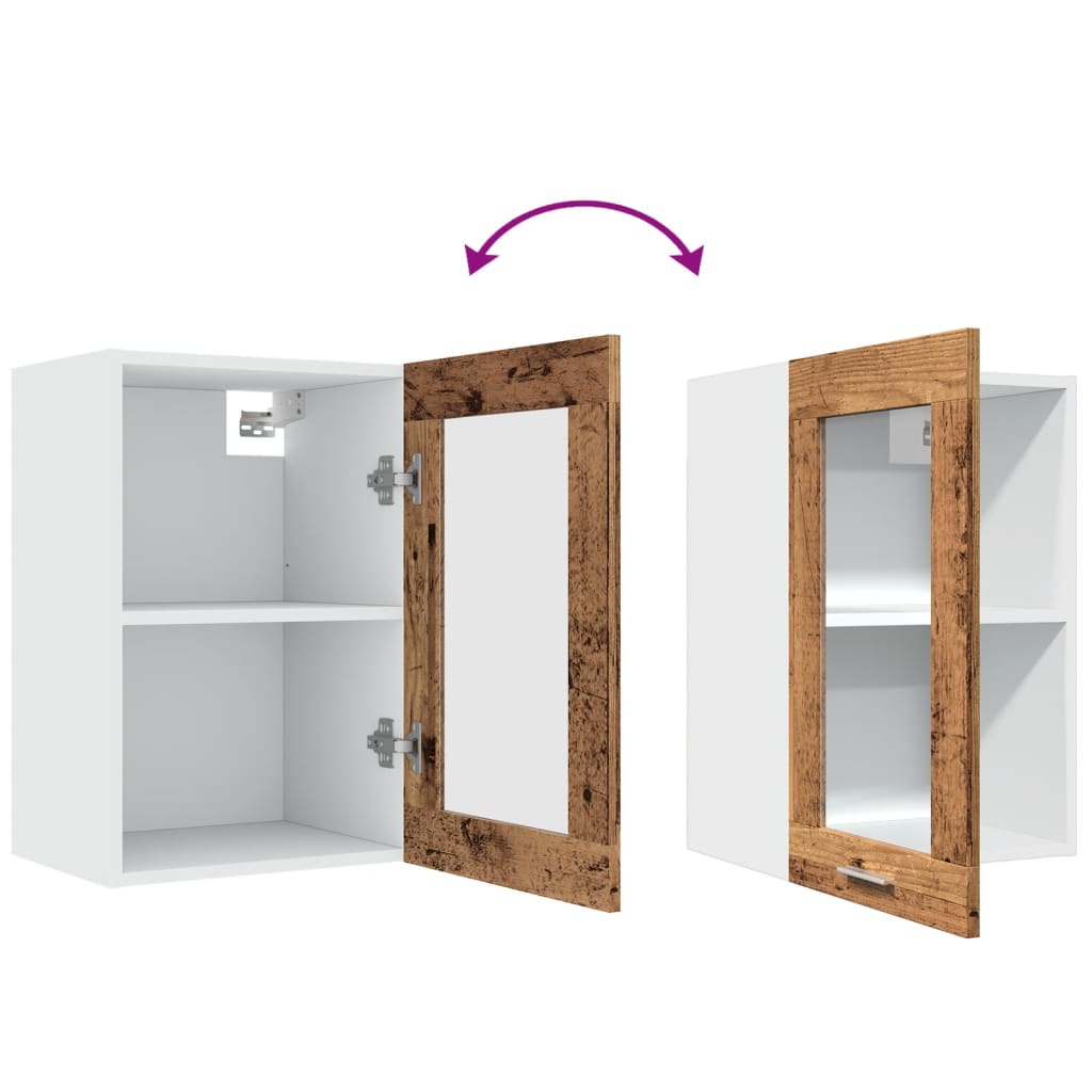 Mobile Pensile “Lyon” Vetro Legno Antico 40x31x60 cm - homemem39