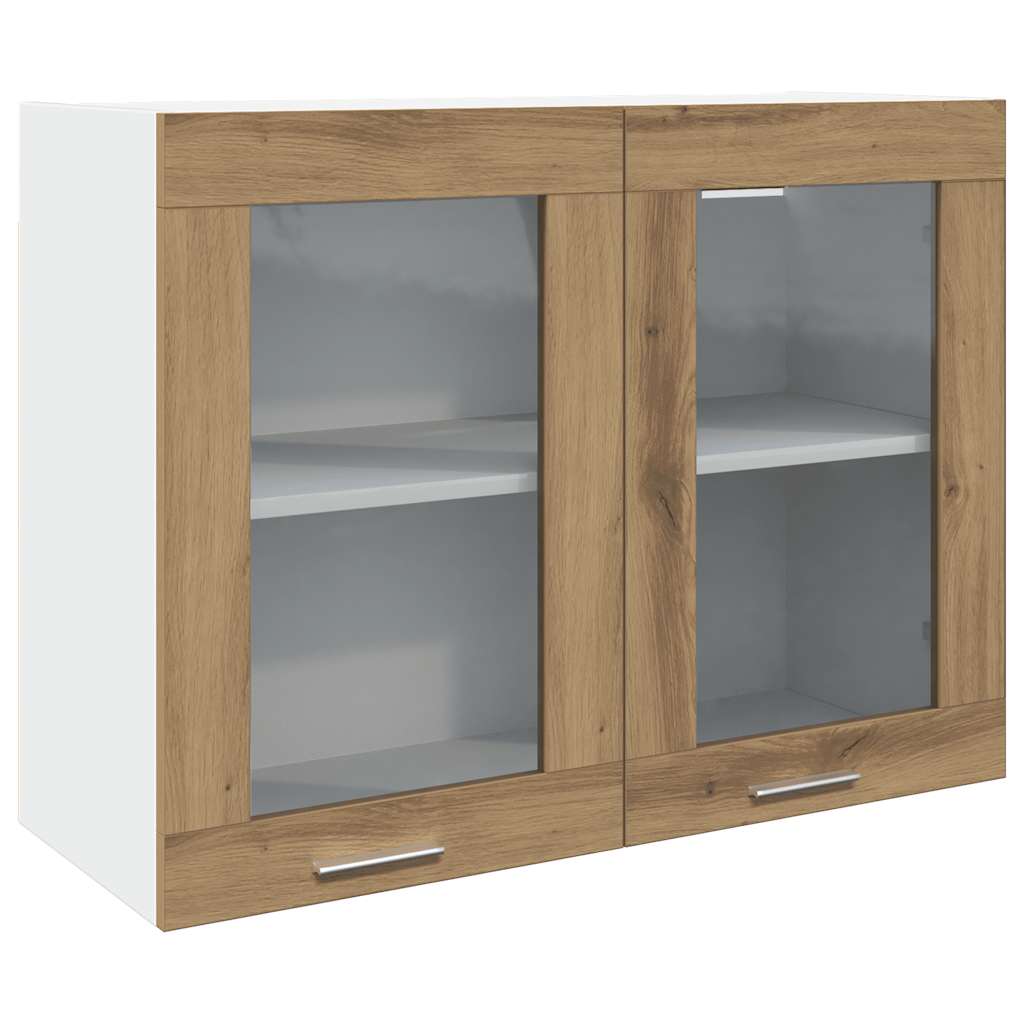 Pensile con Vetro “Lyon” Rovere Artigianale 80x31x60 cm | homemem39