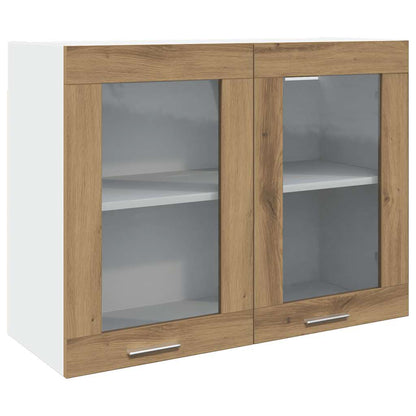 Pensile con Vetro “Lyon” Rovere Artigianale 80x31x60 cm | homemem39
