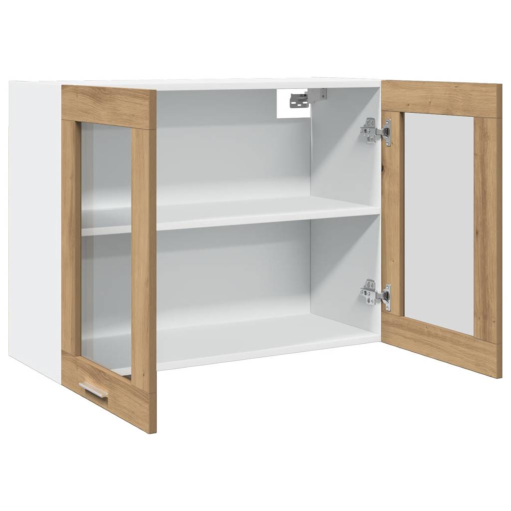 Pensile con Vetro “Lyon” Rovere Artigianale 80x31x60 cm | homemem39