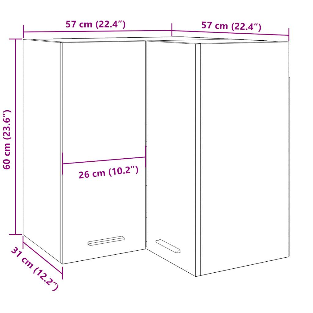 Mobile Pensile Angolo “Lyon” Legno Vecchio 57x57x60 | homemem39