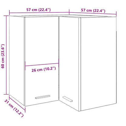 Mobile Pensile Angolo “Lyon” Legno Vecchio 57x57x60 | homemem39
