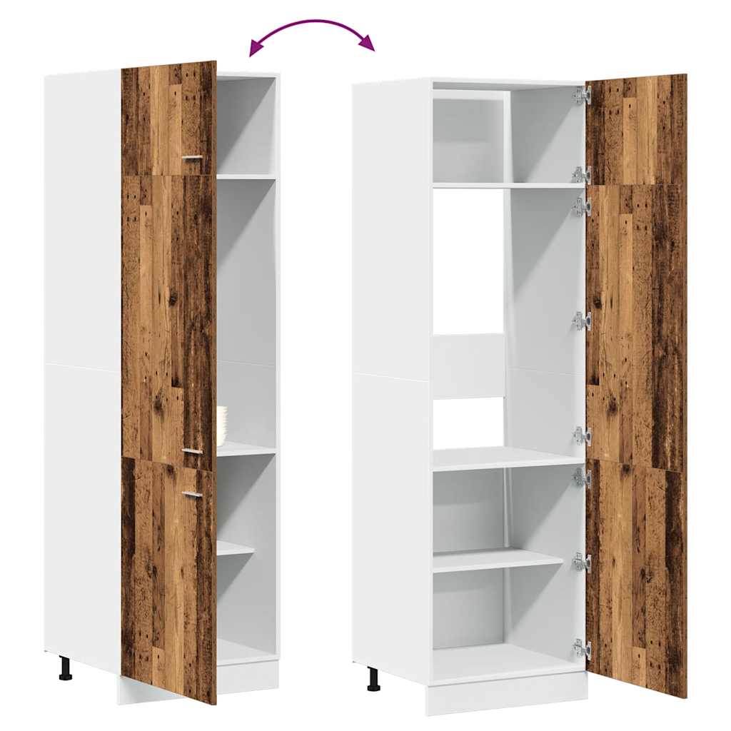 Armadio per Frigo “Lyon” Legno Antico 60x57x207 cm | homemem39
