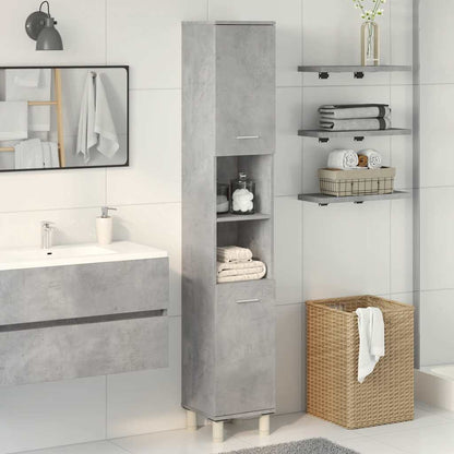 Mobile da Bagno Grigio Cemento 30x30x179 cm Legno Multistrato | homemem39