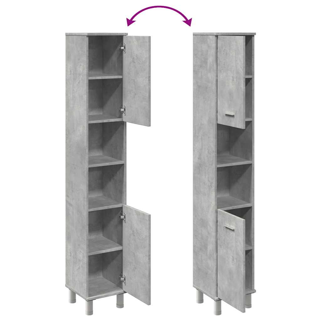 Mobile da Bagno Grigio Cemento 30x30x179 cm Legno Multistrato | homemem39