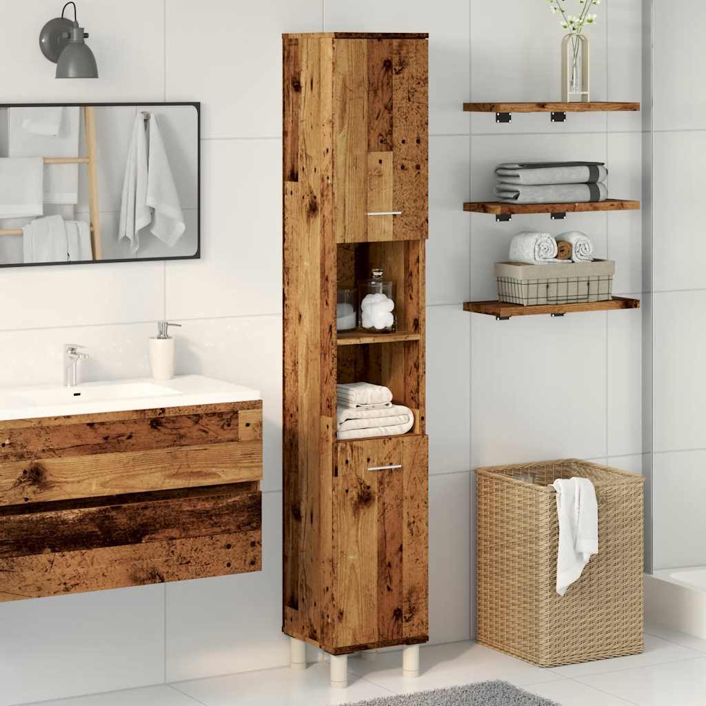 Mobile da Bagno Legno Antico 30x30x179 cm in Legno Multistrato | homemem39