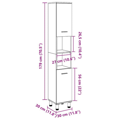 Mobile da Bagno Legno Antico 30x30x179 cm in Legno Multistrato | homemem39