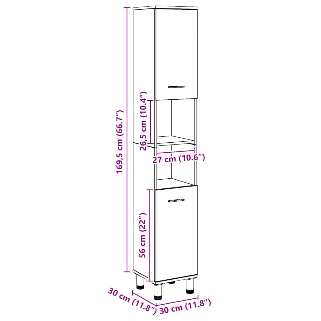Mobiletto da Bagno Rovere Artigianale Legno Multistrato | homemem39