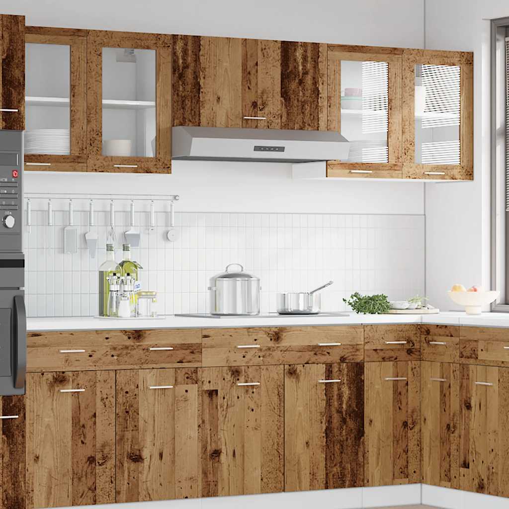 Pensile da Cucina “Lyon” con Anta in Vetro Legno Antico | homemem39