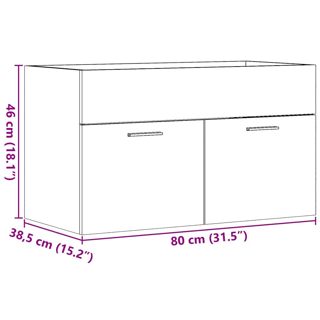 Mobile da Bagno Legno Antico 80x38,5x46 cm Legno Multistrato