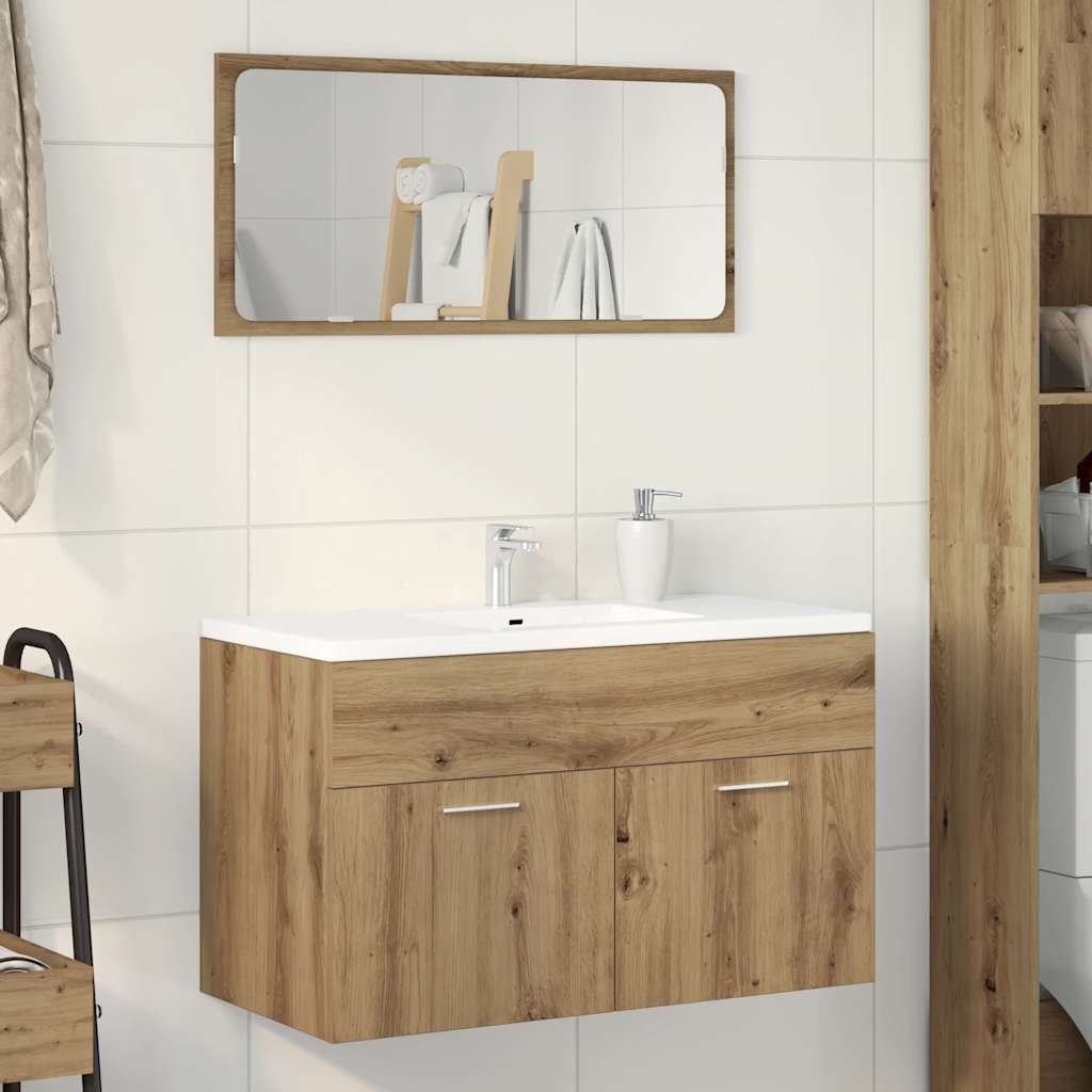 Mobile Lavabo Bagno Rovere Artigianale 90x38,5x46cm Multistrato | homemem39